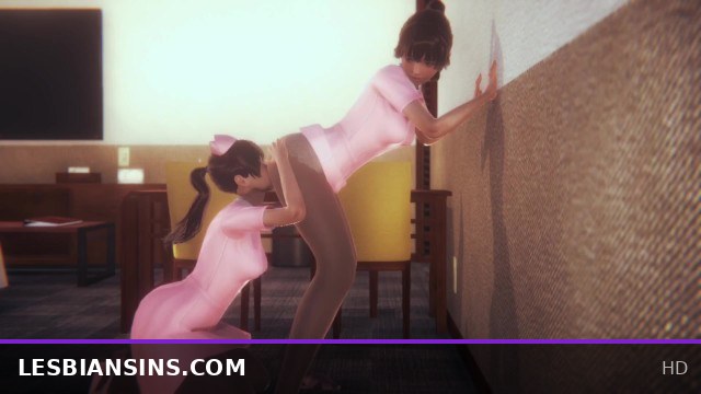 Lesbian Nurse Gets Lesbian Pussy Licked from Behind at Hospital Scene